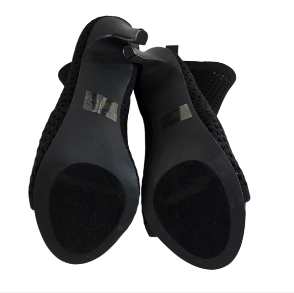 NWOT Steve Madden | Evelina Knit Mesh Stretch Vegan Leather Peep Toe Heel Bootie - Picture 10 of 12